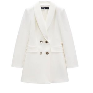ZARA WHITE DOUBLE-BREASTED JACKET SIZE s